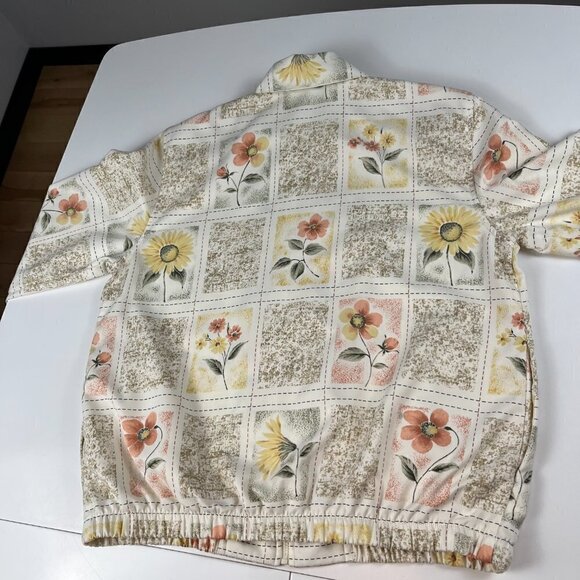 Vintage Alfred Dunner petite flower print jacket cream size M no tag - Picture 4 of 12